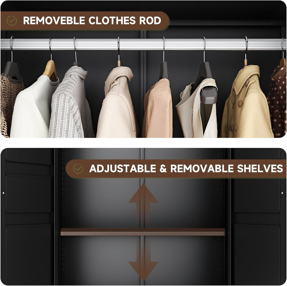 Letaya 71" Metal Wardrobe Cabinets with 2 Drawers,Steel Armoire Wardrobe...