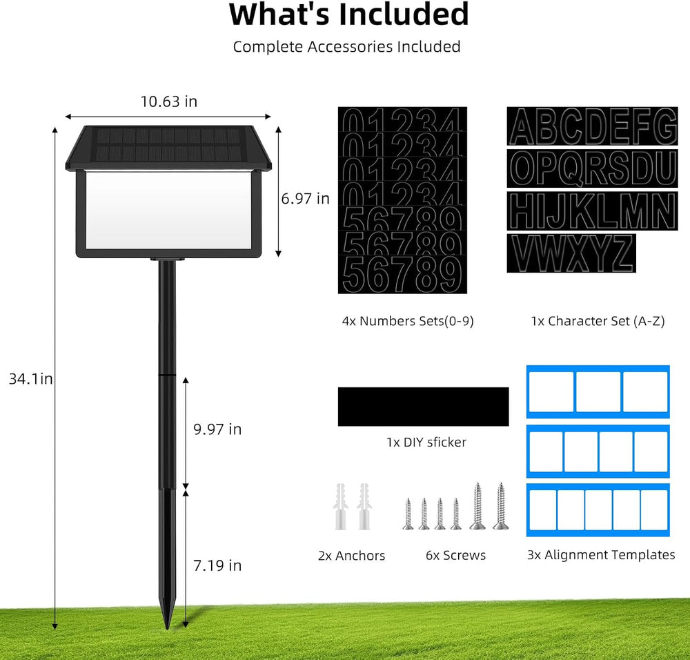 Lacasa Solar Address Sign Lighted House Numbers Waterproof 3 Color Modes