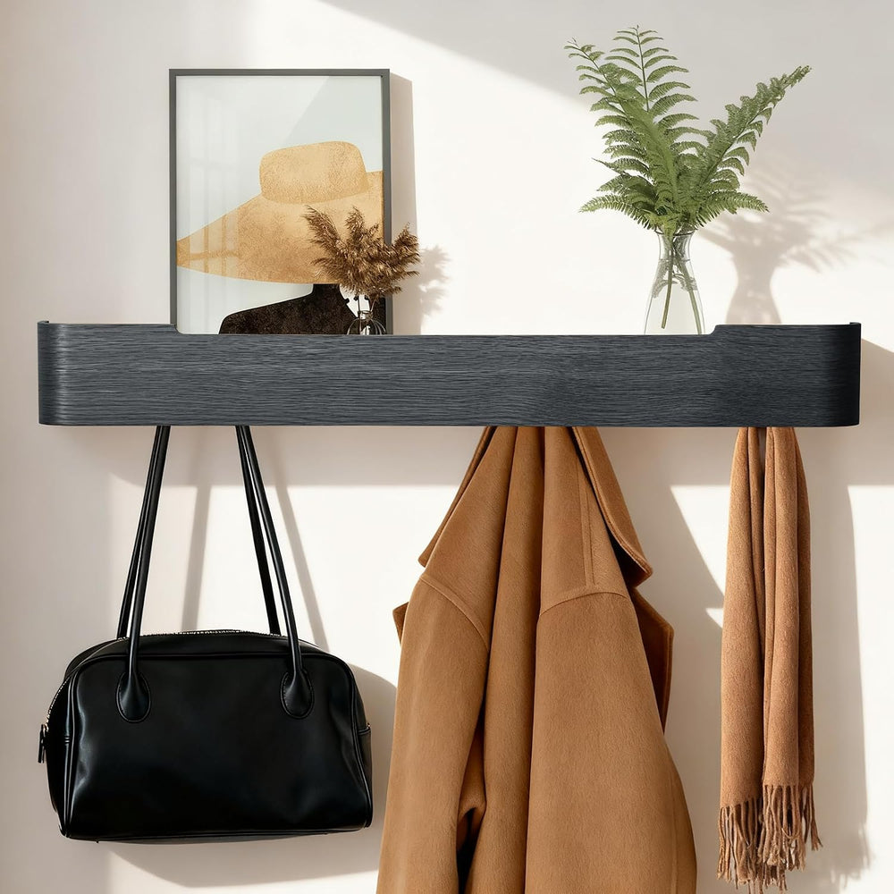 Coat Rack Wall Mount with Shelf Entryway Shelf Modern Key Holder Hanger Wall ...