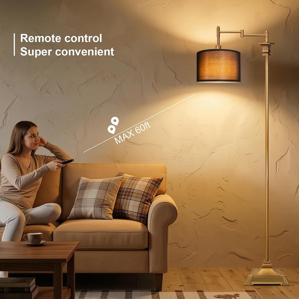 Scenekoy 68” Floor Lamp with Remote for Living Room Bedroom, Antique Gold