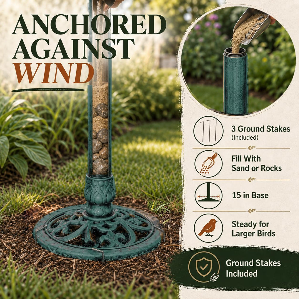 Backyard Expressions Green Bird Bath for Outside, Solar Bird Bath Fountain