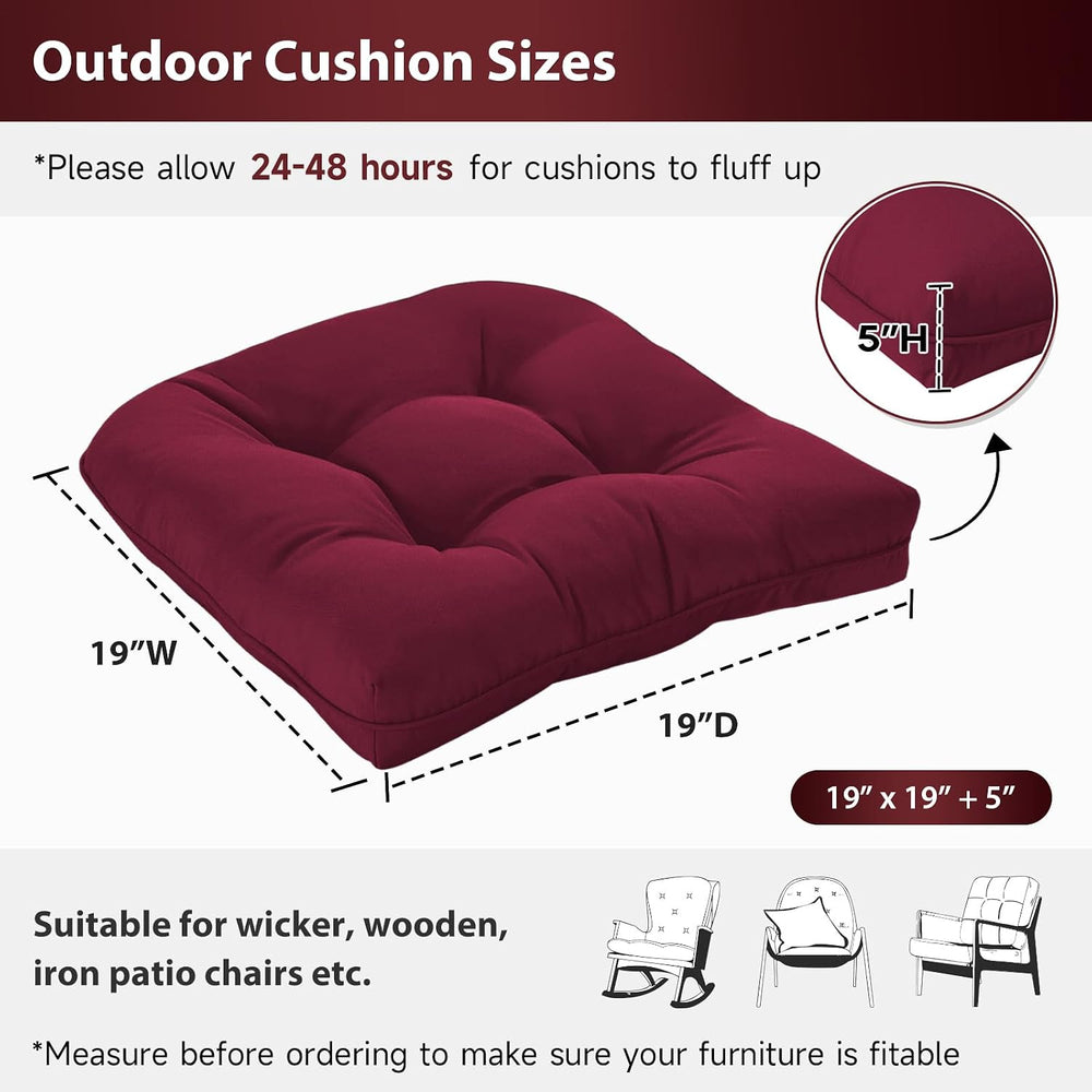 19x19 Outdoor Chair Cushions Set of 2, Tufted Wicker Patio Furniture Cushions...