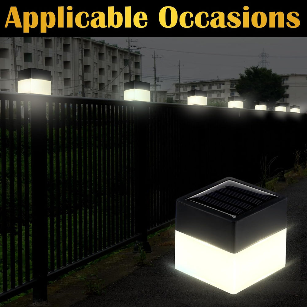 Hicarer 12 Pack Solar Fence Post Cap Light 2 x 2 Solar Light,Warm Yellow