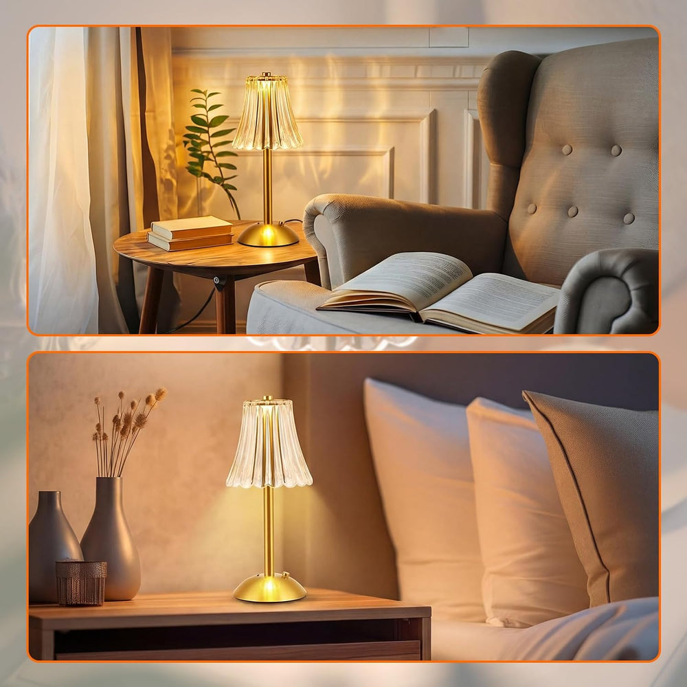 Liliful 6 Pcs Cordless Table Lamp LED Touch, Gold, Rose Style
