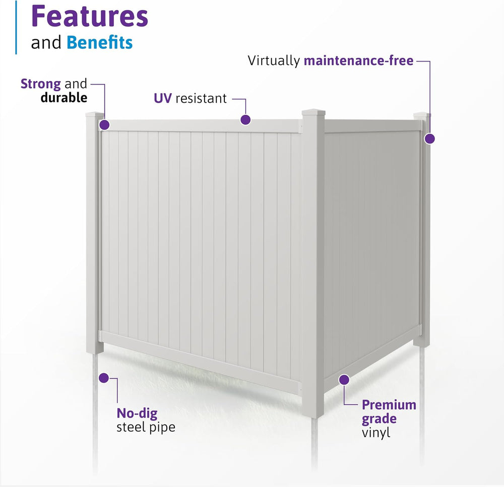 WamBam Cambridge Privacy Fence, White Vinyl No Dig DIY Kit