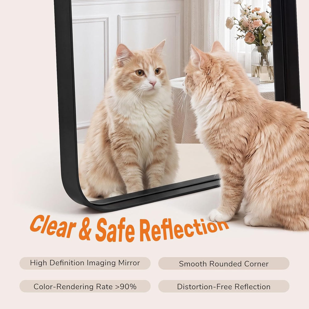 Sweetcrispy Bathroom Wall Mirror, 40x30 Inch Mirror for Over Sink, Black