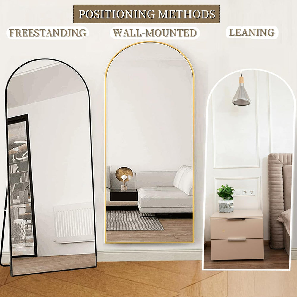 OGCAU 70"x26" Arched Full Length Mirror, Floor Full Body Mirror, Black