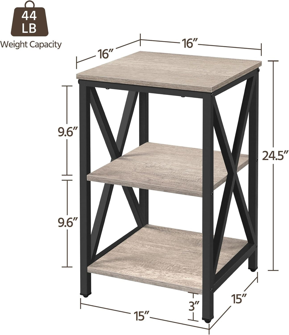 Yaheetech 16-Inch Small End Table, 3-Tier Side Table for Living Room, Gray
