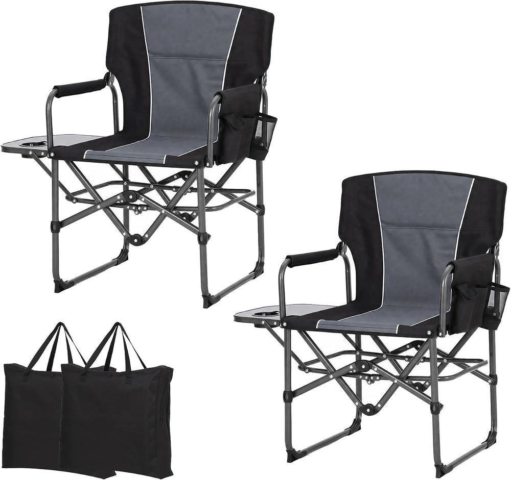 Garvee Oversized Camping Chair Portable Directors Chairs with Side Table
