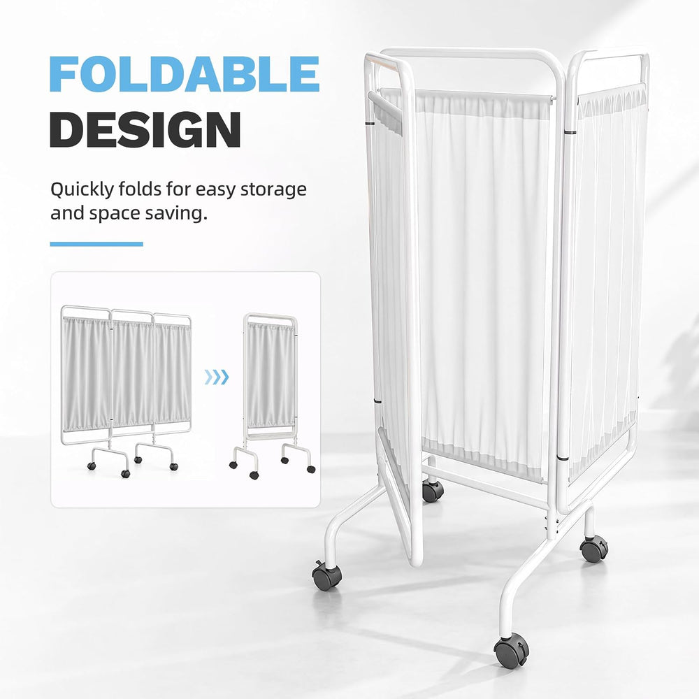 INNOVART 3-Panel Medical Privacy Screen with Wheels, White Vinyl