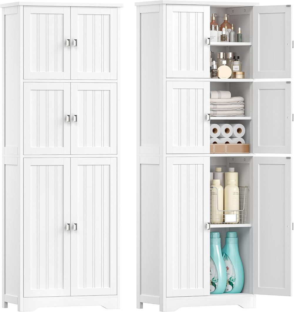 Tall Bathroom Storage Cabinet, 63" H Linen Floor Cabinet