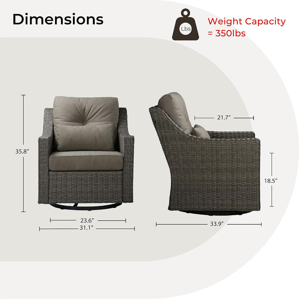 CHITA Patio Wicker Chair, 360° Rocking Swivel Outdoor Rattan Chair