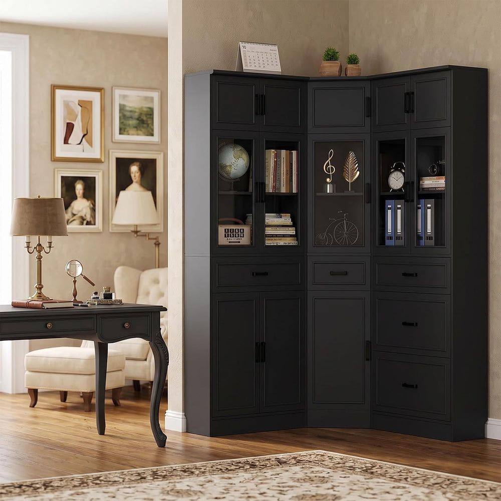 Unikito 80" Tall Corner Pantry Cabinet with Soft Close Doors with Drawers