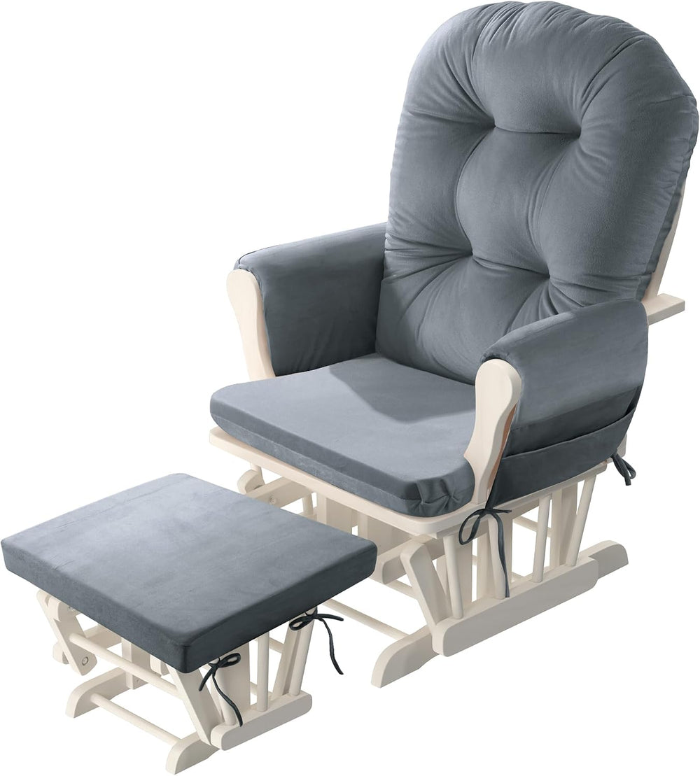HOMBYS Glider Rocker Replacement Cushions 5 PCS with Storage Side Pocket, Vel...