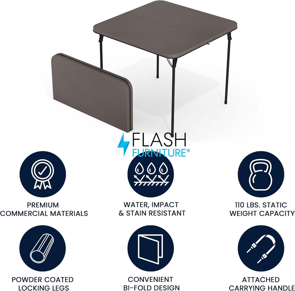 Flash Furniture 2.83-Foot Bi-Fold Dark Gray Plastic Folding Table