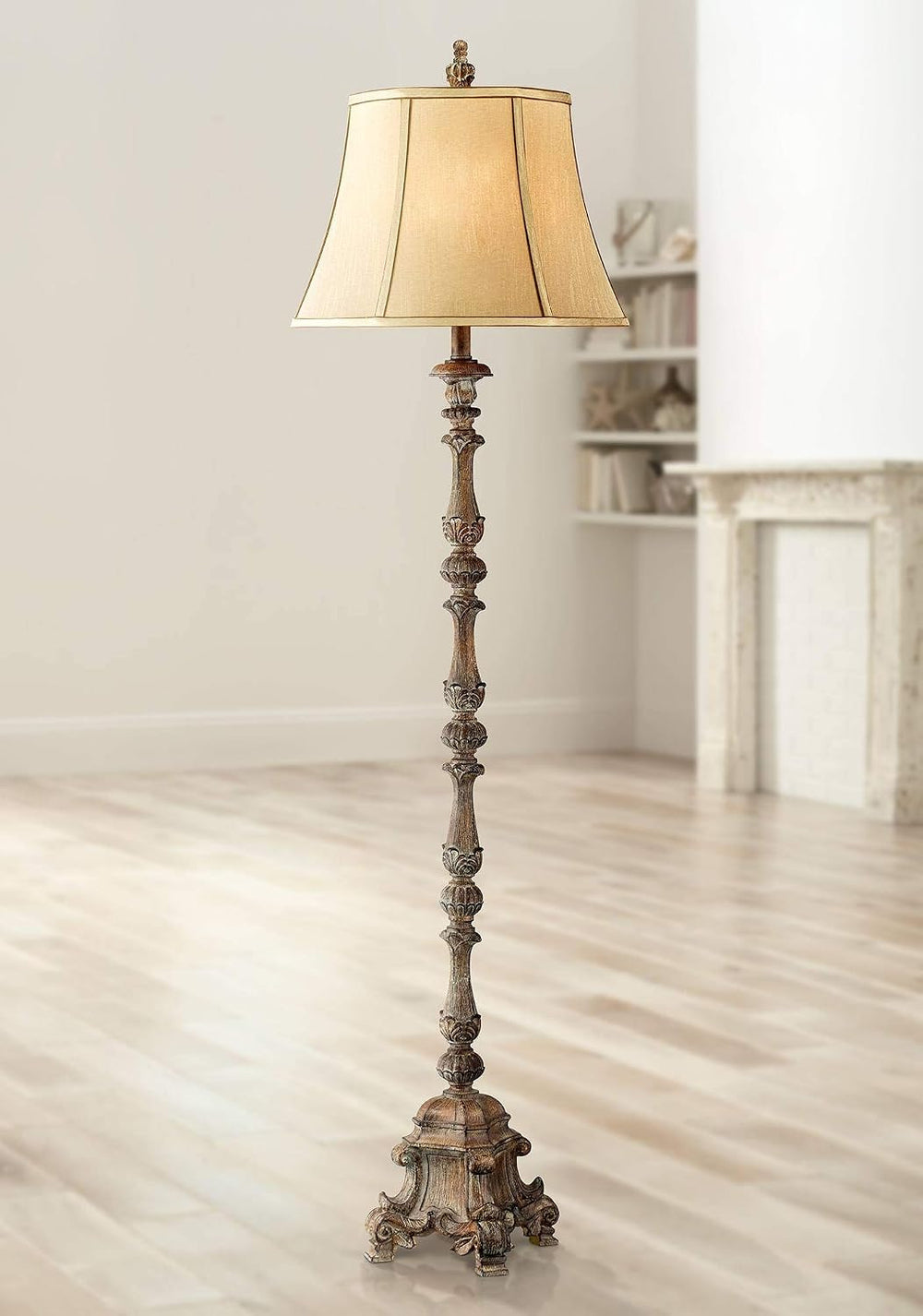 Regency Hill 62" Tall Traditional French Candlestick Faux Wood Floor Lamp