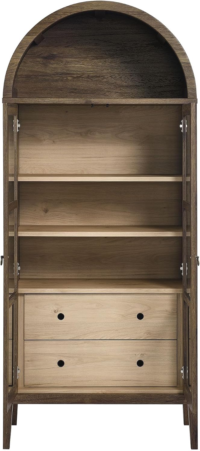 Modway Nolan Modern Farmhouse 71 Inch Tall Arched Storage Display Cabinet in ...