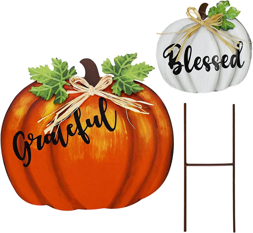 Stacked Pumpkin Garden Stake Yard Sign Fall Decor Decorative Outdoor Stakes