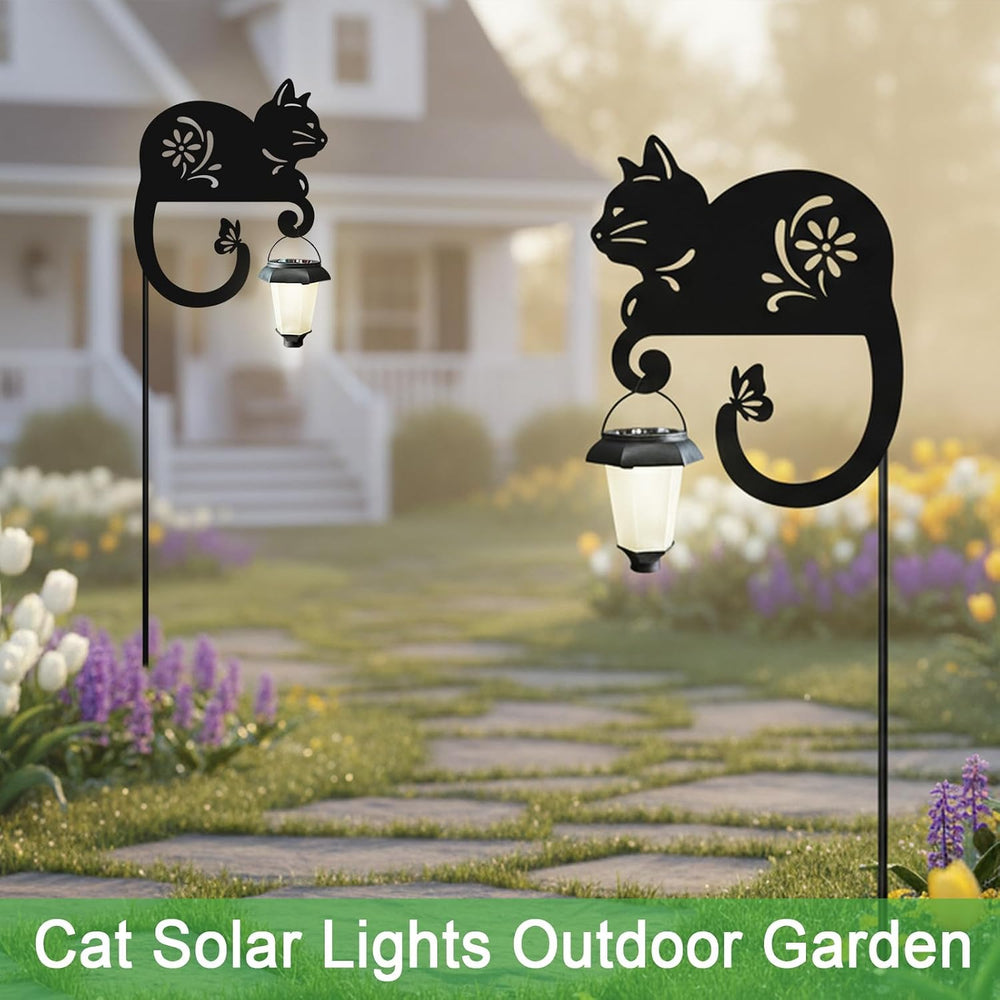 Cat Solar Lights Outdoor Garden,Black Cat Solar Lantern Yard Decor Stakes