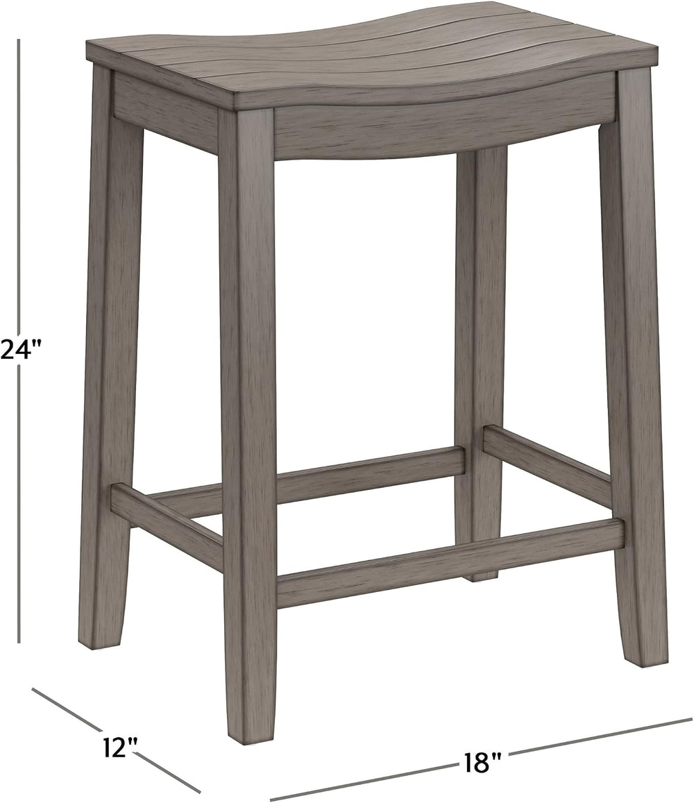 Hillsdale Fiddler Wood Backless Counter Height Stool with Saddle-Style Seat, ...