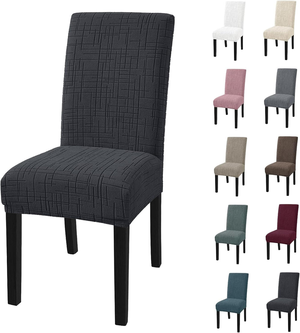 Stretch Chair Covers for Dining Chairs Set of 6, Charcoal Gray