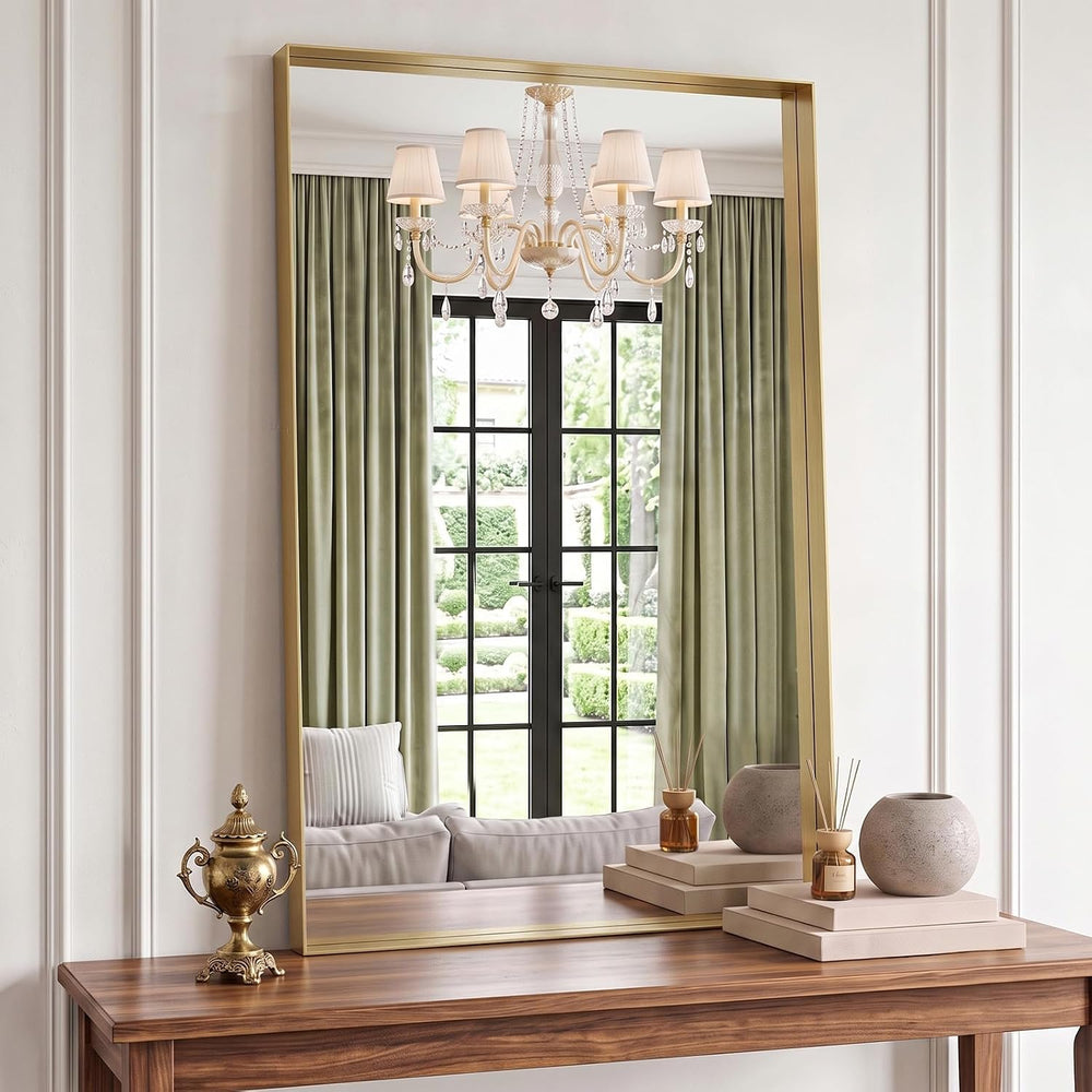 Bathroom Mirror 40x24 Inch, Gold Metal Framed Mirror for Wall