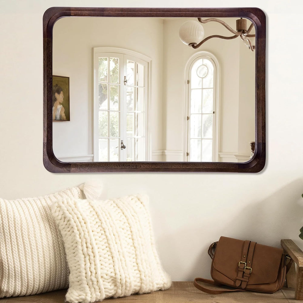 Tanmicoshomy Dark Wood Bathroom Rectangle Mirrors for Wall 30 x 40 Inch