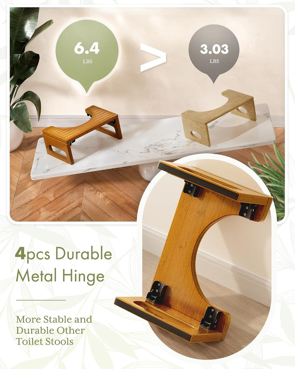 AmazerBath 7 Inches Bamboo Toilet Stool Squat for Adult, Foldable Squatting P...