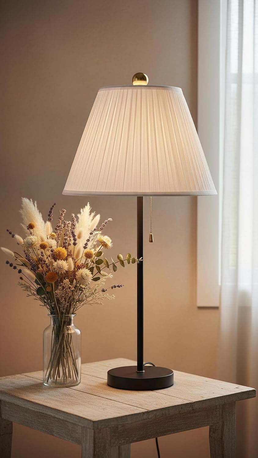 Aspen Creative 33137, Mushroom Pleated Traditional Spider Lamp Shade, Pleated...