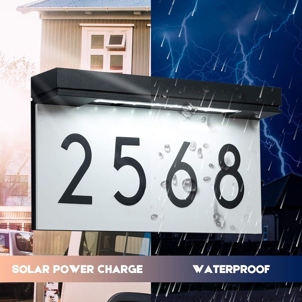 Solar Address Sign, Lighted House Numbers for Outside Waterproof