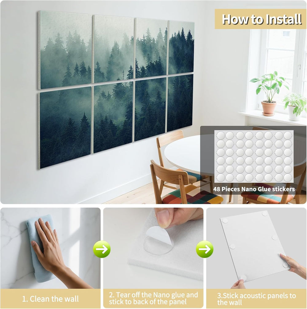 Art3d Acoustic Wall Panels, 48 x 32 in Set, 8-Pack Decorative Wall Art