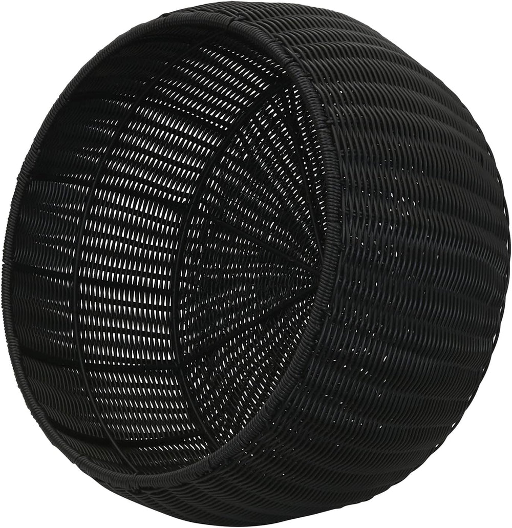 Household Essentials Handwoven Resin Storage Stool Ottoman, Black