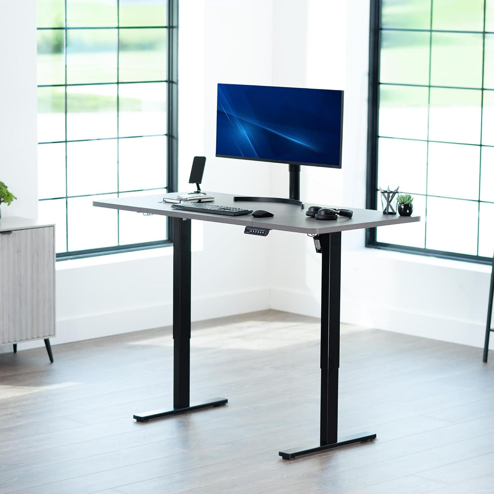 VIVO Electric Standing Desk, Solid 1-Piece 60" x 24" Dark Gray Top