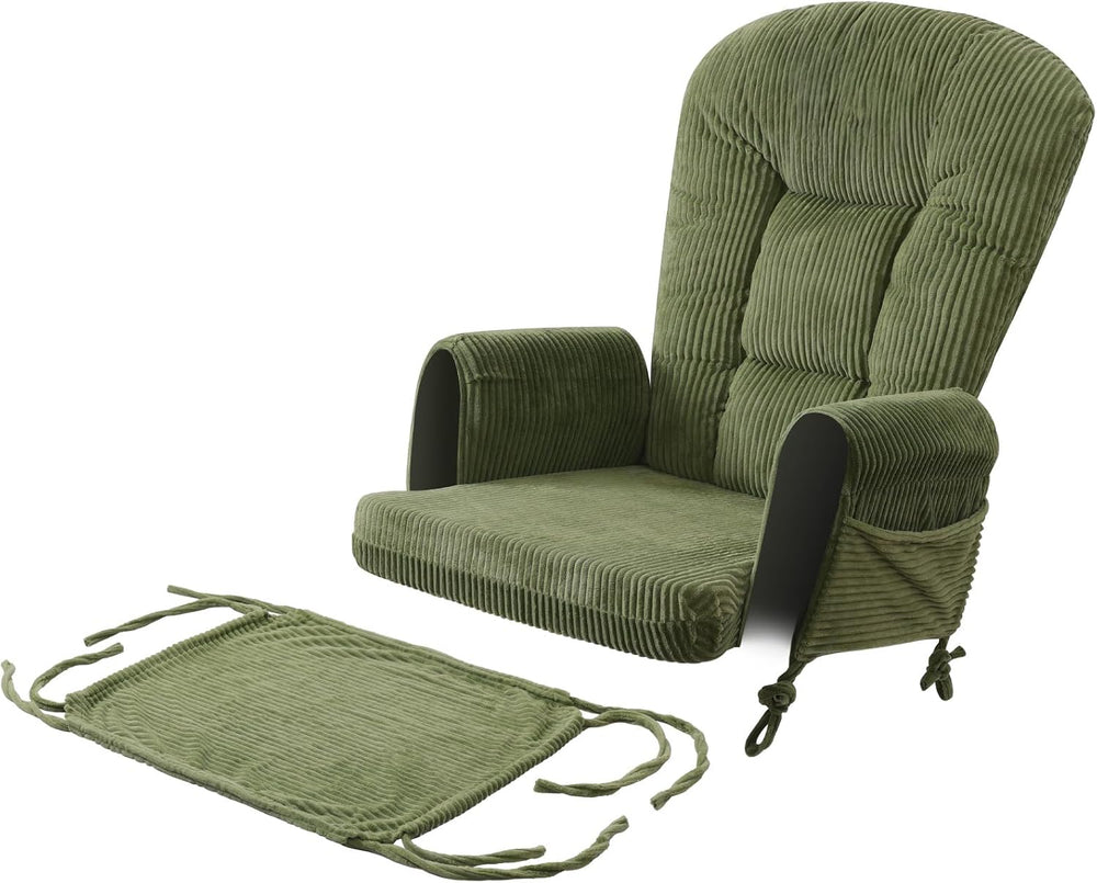 5PCS Glider Rocker Replacement Cushions with Storage Side Pockets, Green