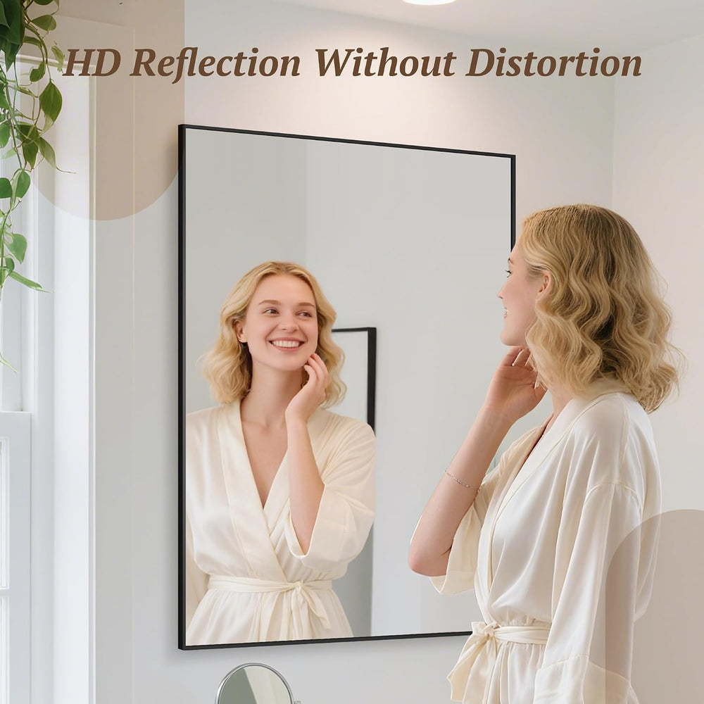 Bathroom Mirror 55" x 30", Large Rectangle Wall Mirror, Black