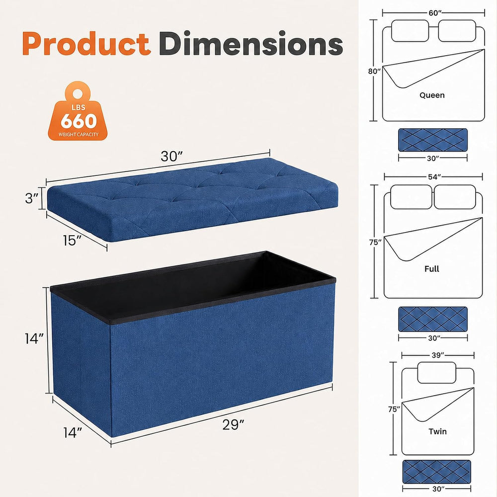 Sweetcrispy 30 Inch Storage Ottoman Bench, Spacious Ottoman with Storage