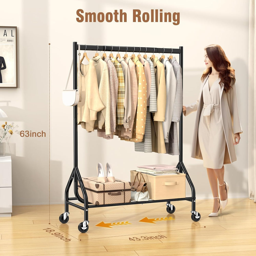 EAGMAK Heavy Duty Clothes Rack Load 420 LBS, Rolling Garment Rack with Lockab...