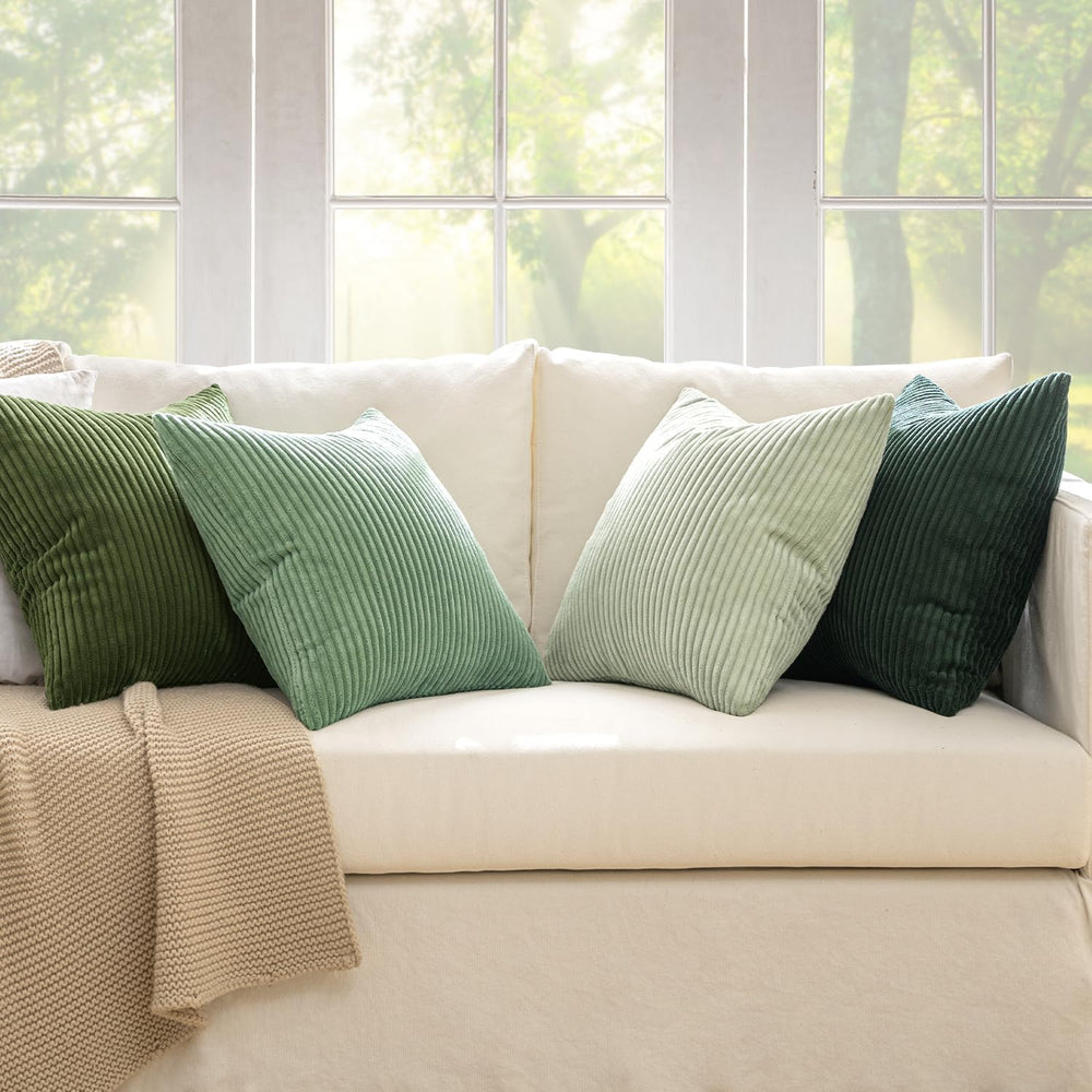 MIULEE Soft Corduroy Decorative Throw Pillow Covers Forest Green 22x22