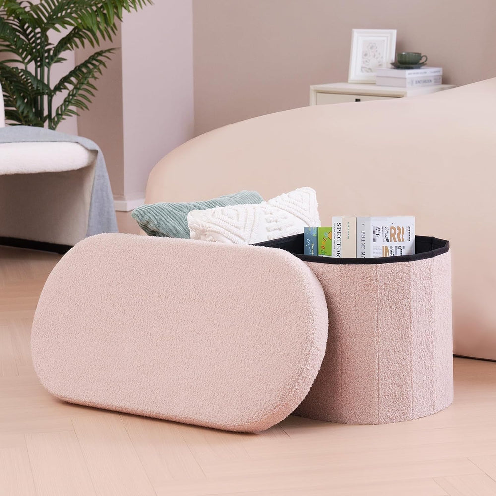 B FSOBEIIALEO 30" Folding Ottoman with Storage for Living Room, Pink