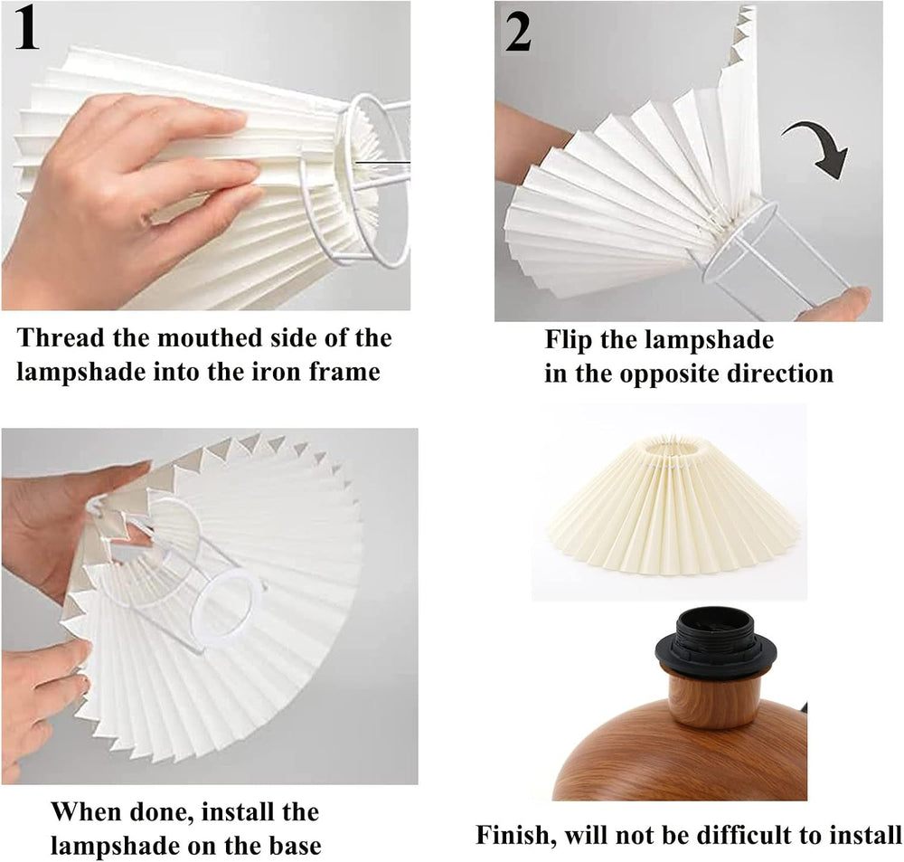 KUNJOULAM Cute Small Pleated Lamp, Modern Bedside Nightstand Light with Beige...