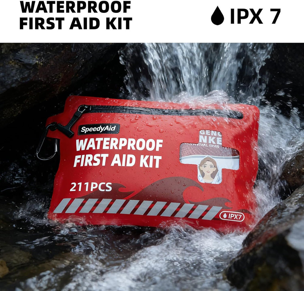211 PCS Waterproof First Aid Kit, Emergency Supplies for Hiking & Boating