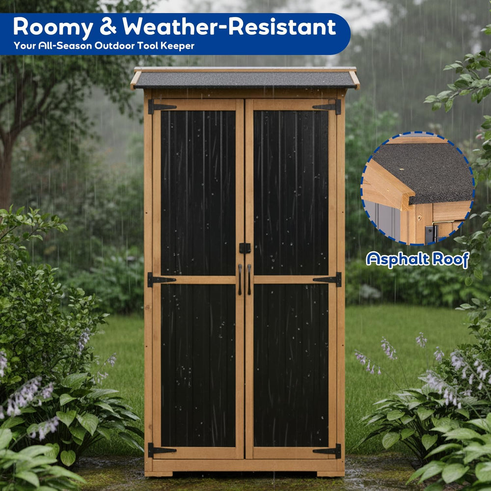 Storage Cabinet Outdoor Garage Cabinets with 3 Adjustable Shelves, Lockable D...