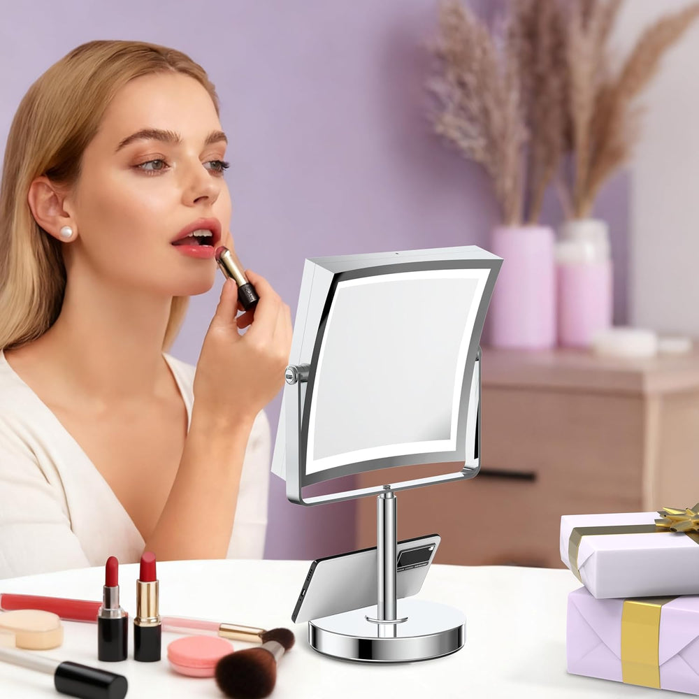1X/10X Makeup Mirror with Lights, Double Sided, Chrome
