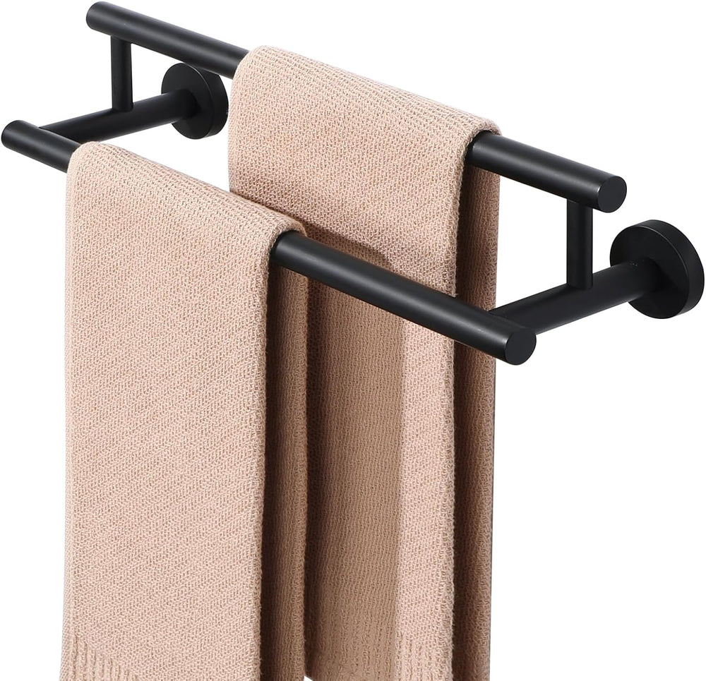 Alise Double Towel Bar Black,16" Towel Racks for Bathroom Wall Mounted