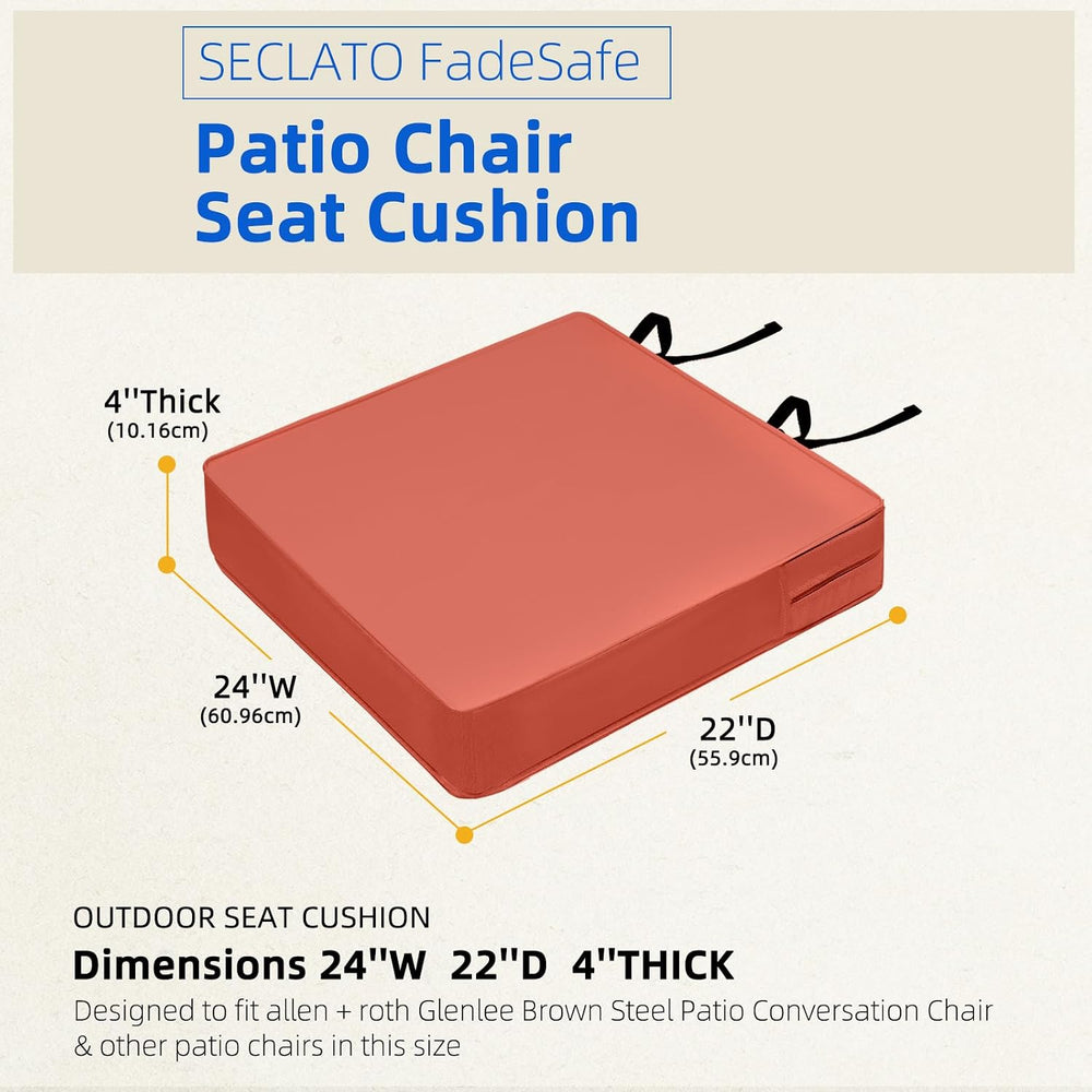24 Inch Outdoor Chair Cushion Set of 2, Waterproof Patio Seat Cushions for Di...