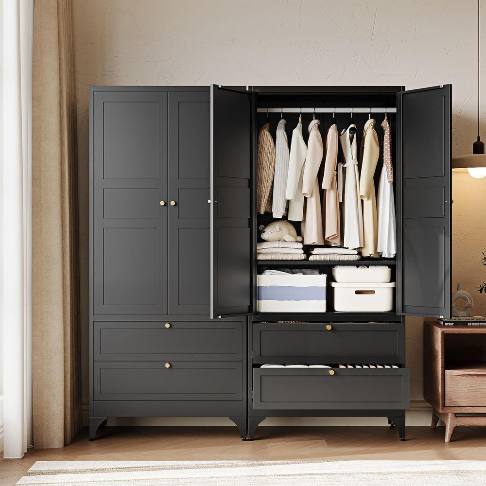 Letaya 71" Metal Wardrobe Cabinets with 2 Drawers,Steel Armoire Wardrobe...