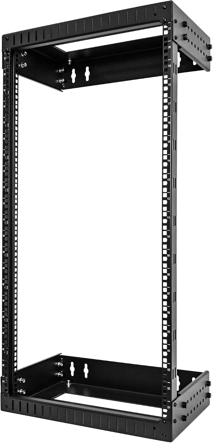 StarTech 21U 2-Post Wall Mount Open Frame Rack, 19in (RACK-21U-20-WALL-OA)