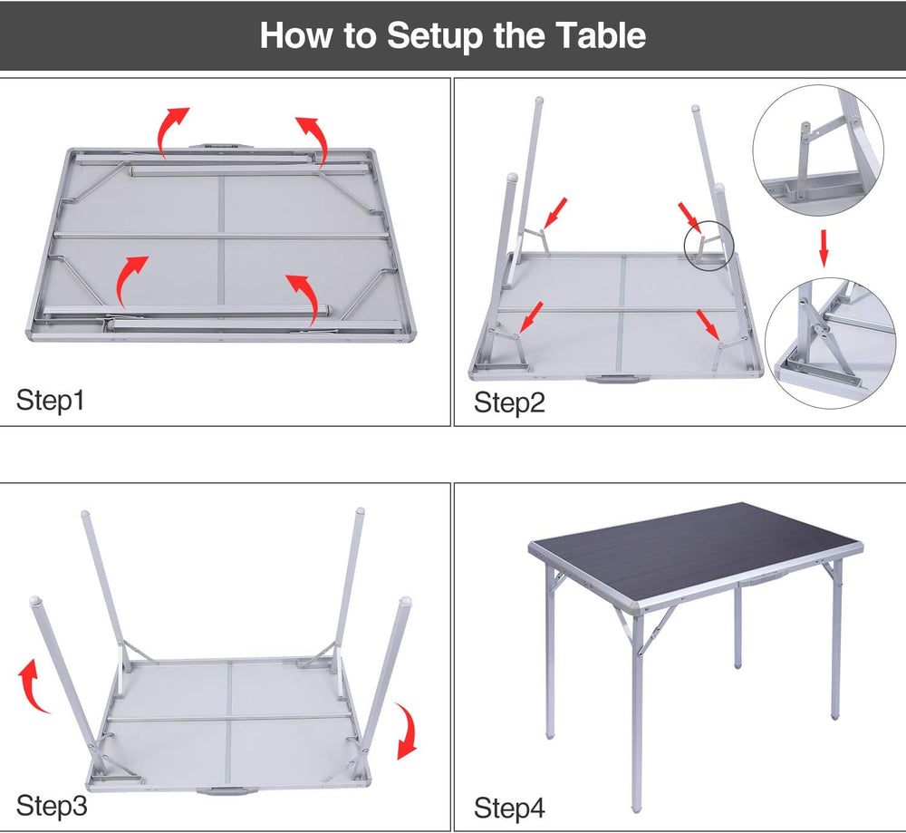 REDCAMP Aluminum Folding Table for Camping, Lightweight Portable Picnic Table...
