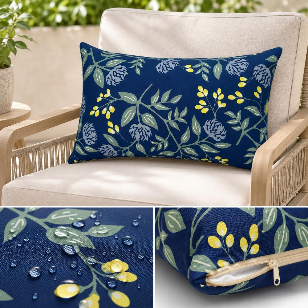 Outdoor Lumbar Pillows 12"x20" Waterproof Patio Pillows with Inserts