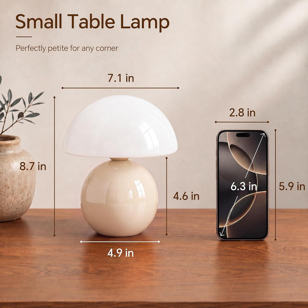 Dawnwake Mushroom Lamp Table Lamp for Bedroom-Small Desk Table Lamps,Cream